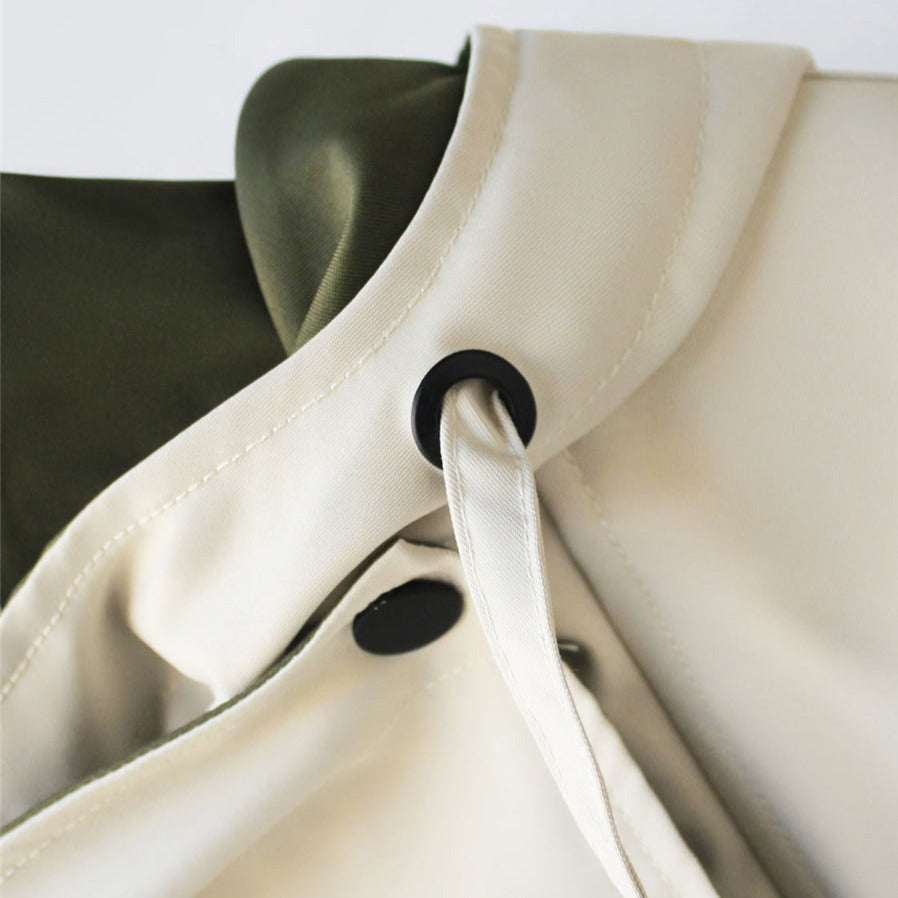 Dames Tweekleurige Trenchcoat – Groen, Abrikoos of Zwart