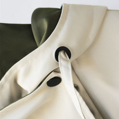 Dames Tweekleurige Trenchcoat – Groen, Abrikoos of Zwart