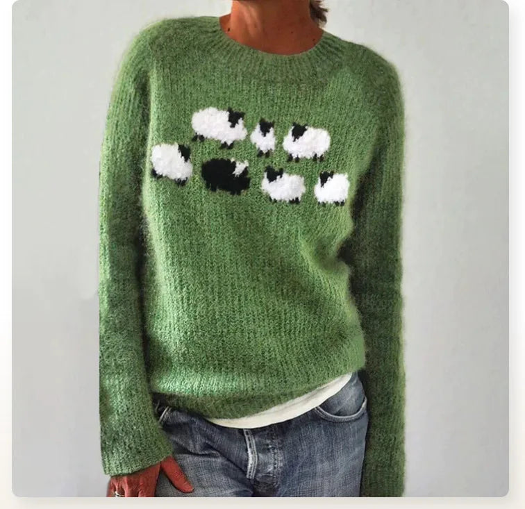 Retro Wintertrui Dames – Groen of Grijs