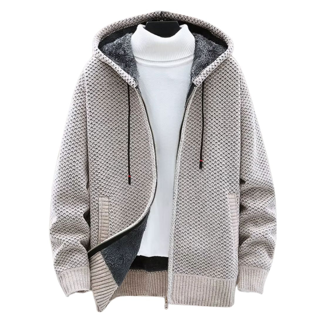 Gebreide Heren Hoodie – Beige, Groen, Bruin of Zwart
