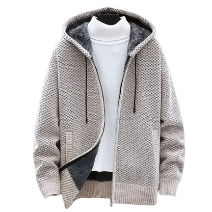 Gebreide Heren Hoodie – Beige, Groen, Bruin of Zwart