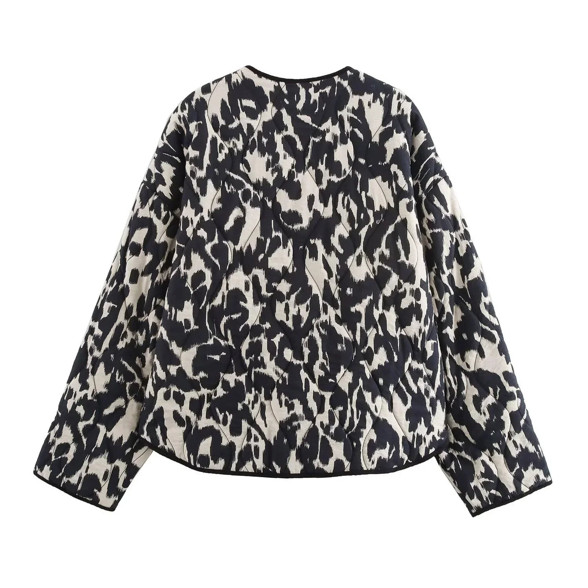 Dames Herfstjas met All-over Print – Zwart