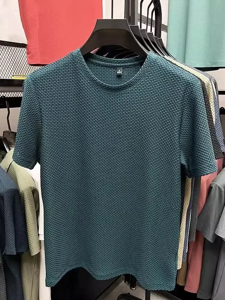Elegant Heren T-shirt – Khaki, Wit, Blauw, Zwart of Donkergrijs