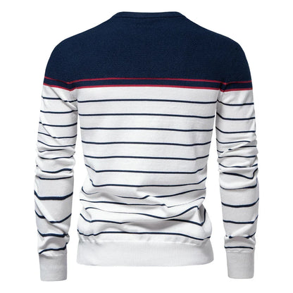 Heren Trui met Streepdesign – Blauw, Rood, Wit of Bruin