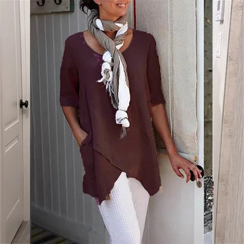 Casual Effen Dames Top – Zes Kleuren