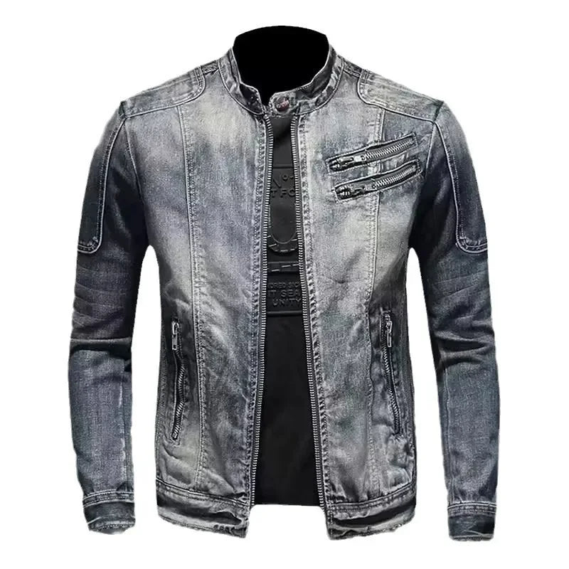 Heren Denim Jack in Motorstijl – Twee Varianten