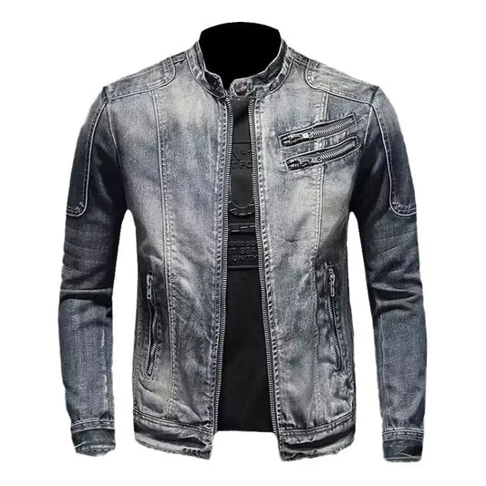 Heren Denim Jack in Motorstijl – Twee Varianten