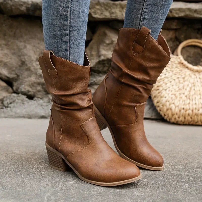 Mid-Calf Western Boots voor Dames – Zwart of Bruin