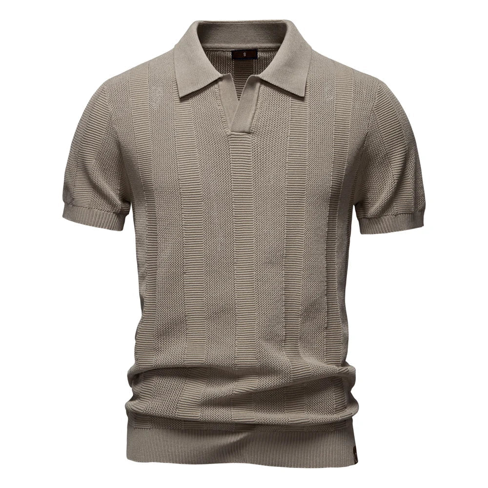 Gestreepte Heren Polo – Grijs, Donkerblauw of Donkergroen