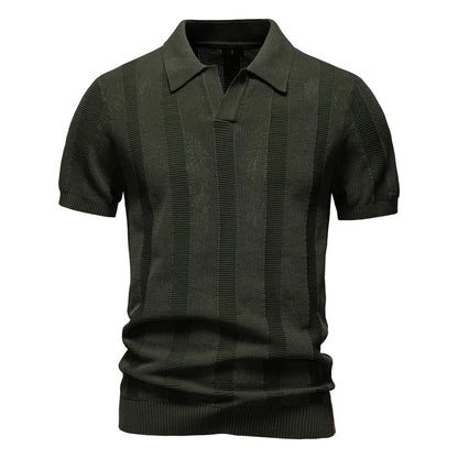 Gestreepte Heren Polo – Grijs, Donkerblauw of Donkergroen