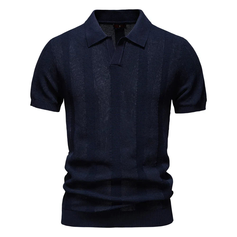 Gestreepte Heren Polo – Grijs, Donkerblauw of Donkergroen