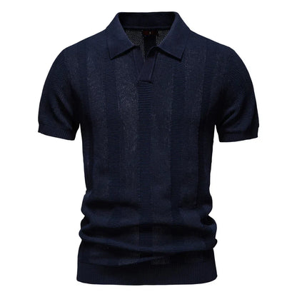 Gestreepte Heren Polo – Grijs, Donkerblauw of Donkergroen