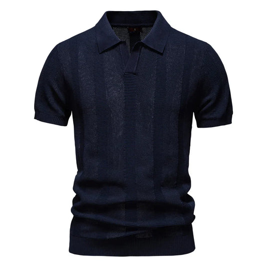 Gestreepte Heren Polo – Grijs, Donkerblauw of Donkergroen