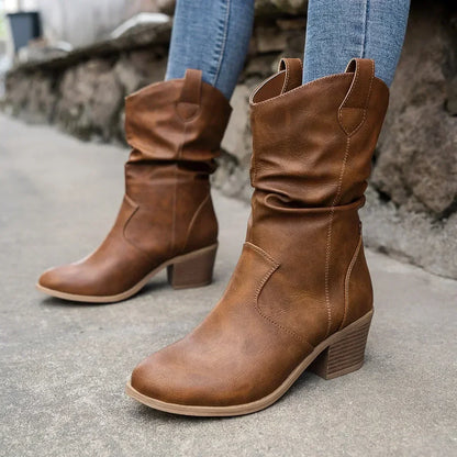 Mid-Calf Western Boots voor Dames – Zwart of Bruin