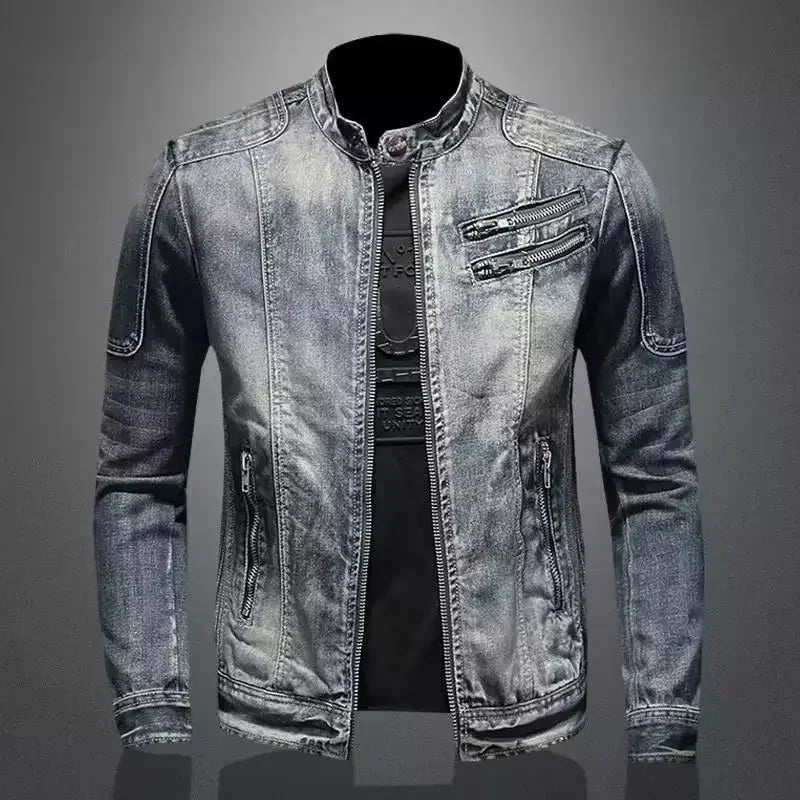 Heren Denim Jack in Motorstijl – Twee Varianten