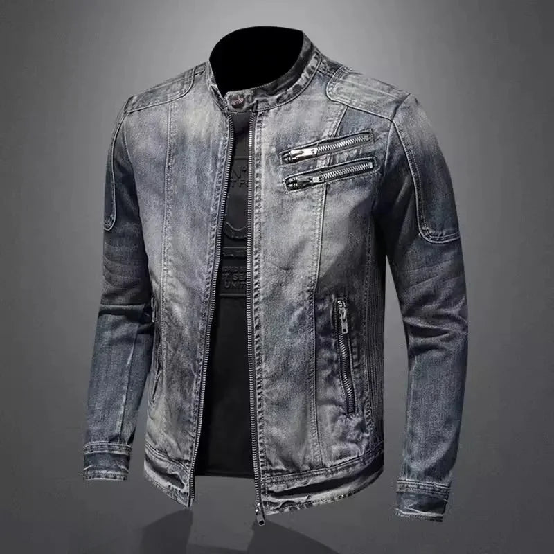 Heren Denim Jack in Motorstijl – Twee Varianten