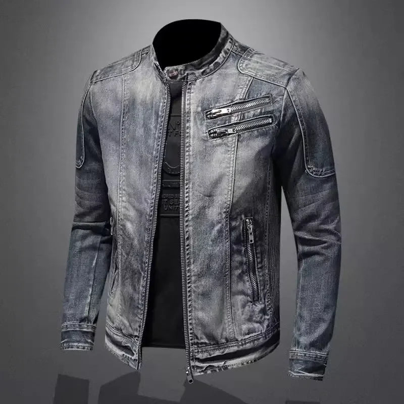 Heren Denim Jack in Motorstijl – Twee Varianten