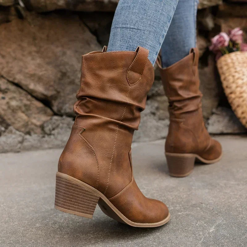 Mid-Calf Western Boots voor Dames – Zwart of Bruin
