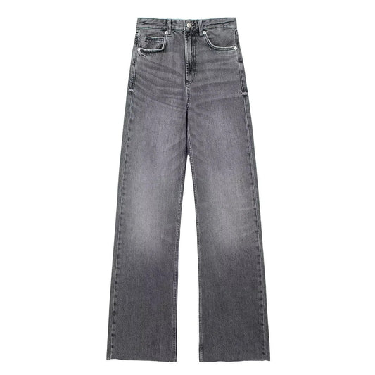 Grijze Dames Broek met Wijde Pijpen