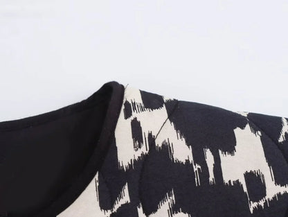 Dames Herfstjas met All-over Print – Zwart