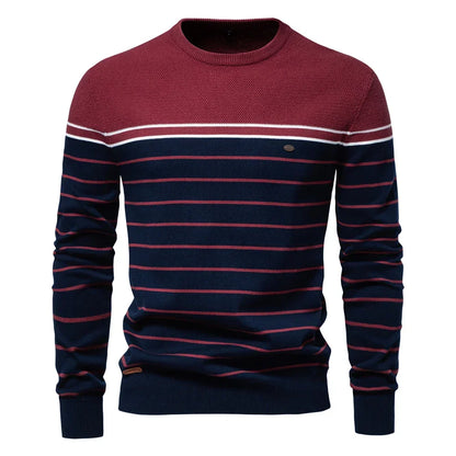 Heren Trui met Streepdesign – Blauw, Rood, Wit of Bruin