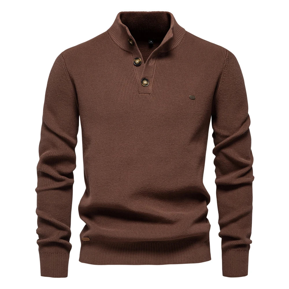 Heren Trui met Knoopdesign – Vijf Kleuren