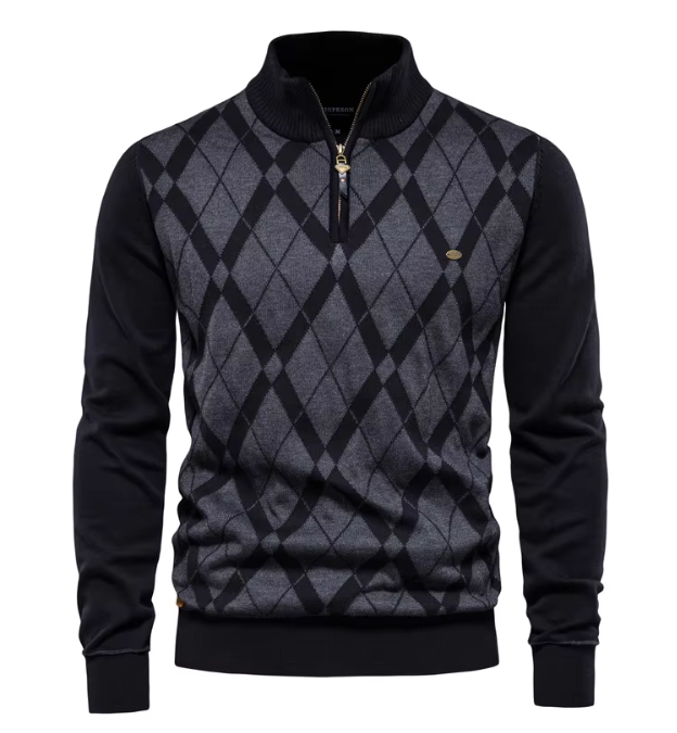 Heren Trui met Halve Rits – Blauw, Bruin of Zwart