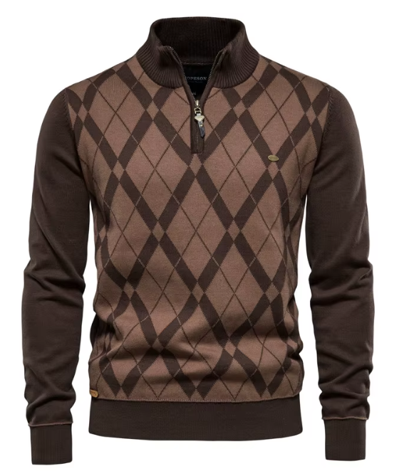Heren Trui met Halve Rits – Blauw, Bruin of Zwart