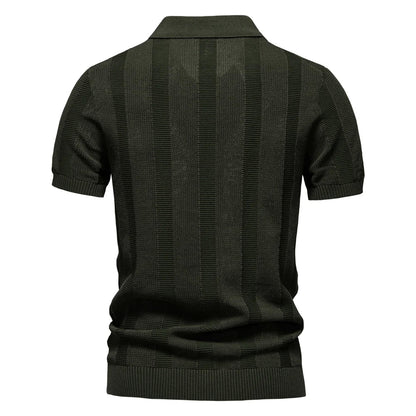 Gestreepte Heren Polo – Grijs, Donkerblauw of Donkergroen