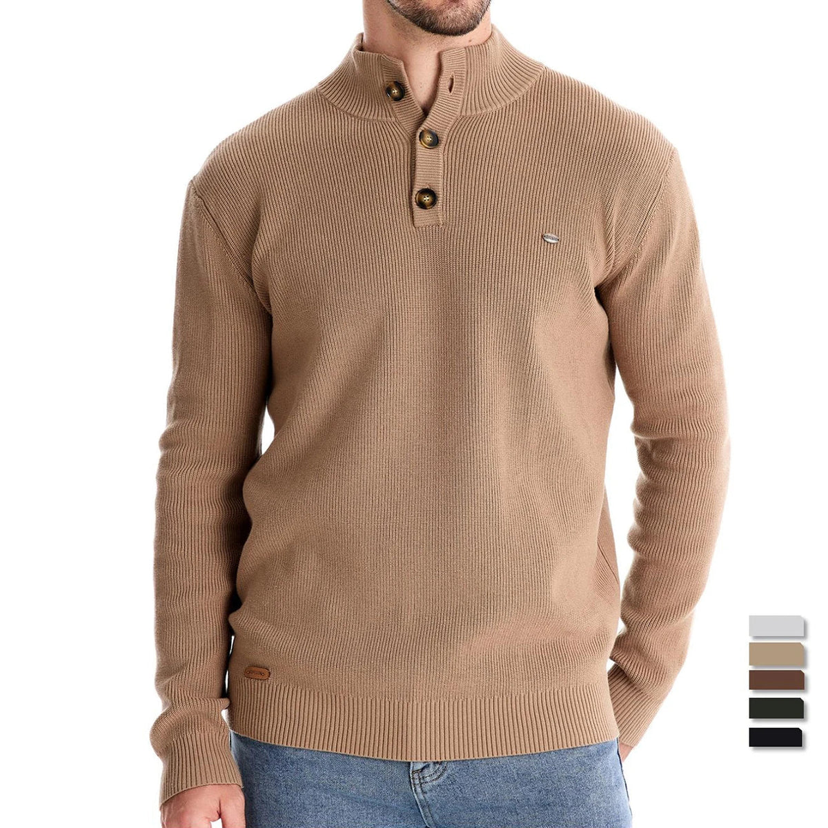 Heren Trui met Knoopdesign – Vijf Kleuren