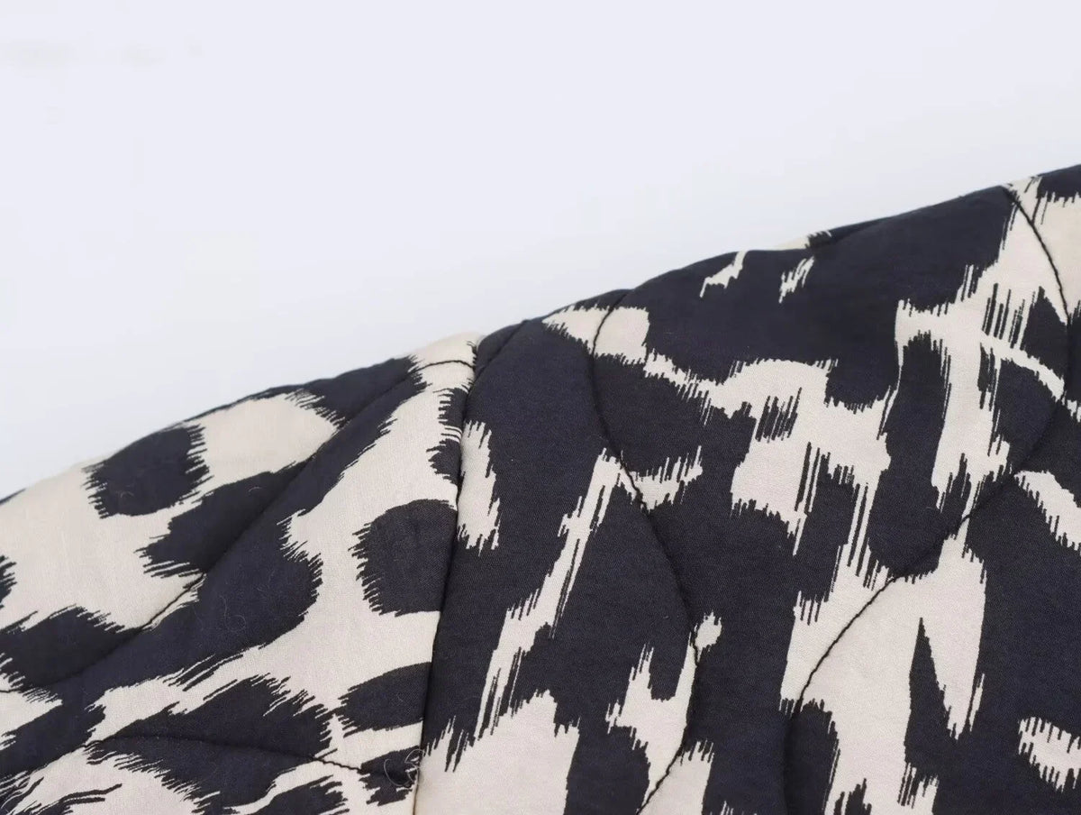 Dames Herfstjas met All-over Print – Zwart