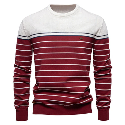 Heren Trui met Streepdesign – Blauw, Rood, Wit of Bruin