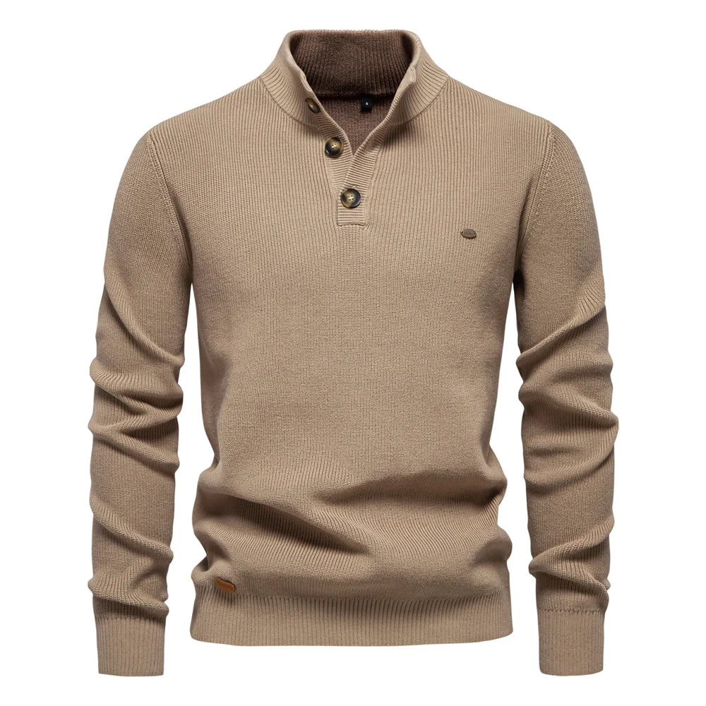 Heren Trui met Knoopdesign – Vijf Kleuren