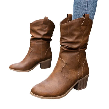 Mid-Calf Western Boots voor Dames – Zwart of Bruin