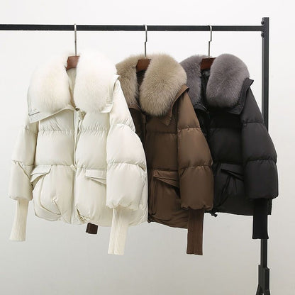 Lange Dames Winterjas met Bontkraag