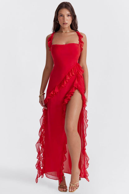 Maxi Jurk met Ruches in Vier Kleuren