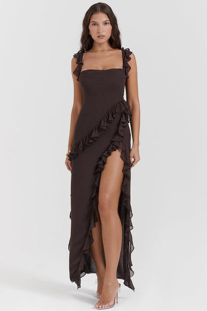 Maxi Jurk met Ruches in Vier Kleuren