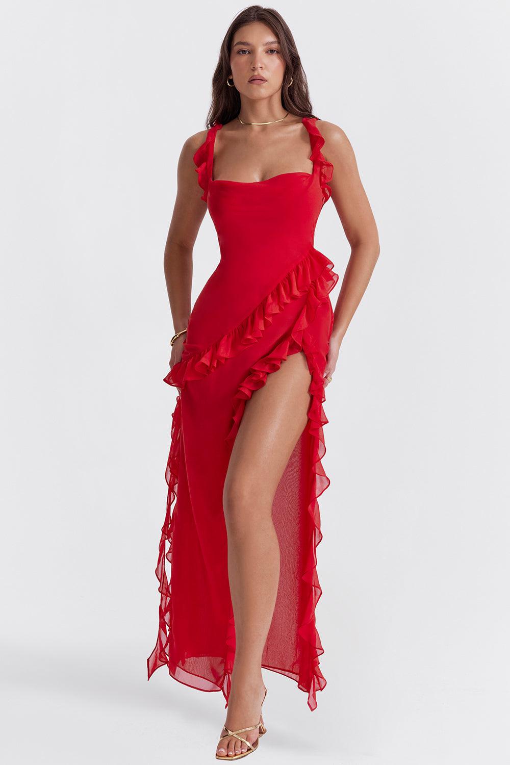 Maxi Jurk met Ruches in Vier Kleuren