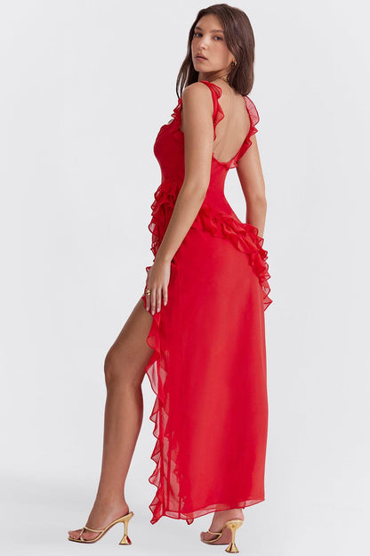 Maxi Jurk met Ruches in Vier Kleuren