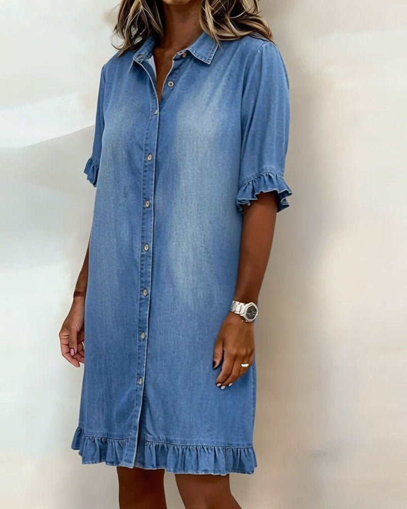 Denim Jurk – Blauw, Zwart of Wit