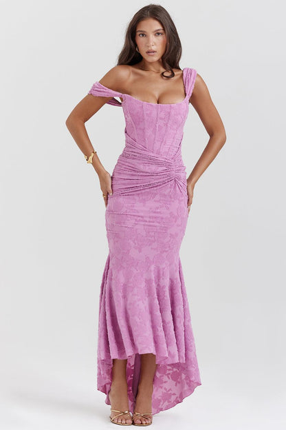 Getextureerde Maxi Jurk – Wit, Zwart of Roze