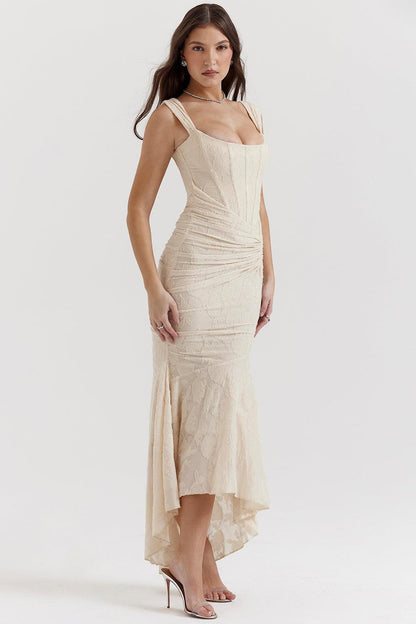 Getextureerde Maxi Jurk – Wit, Zwart of Roze