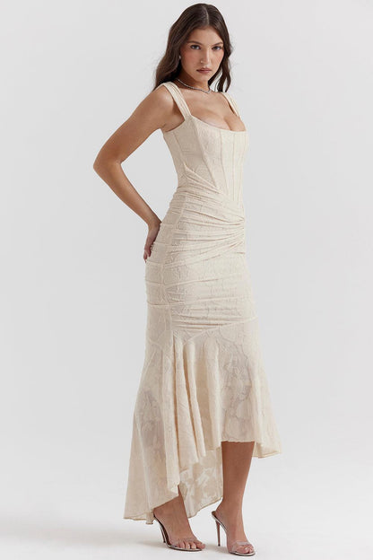 Getextureerde Maxi Jurk – Wit, Zwart of Roze