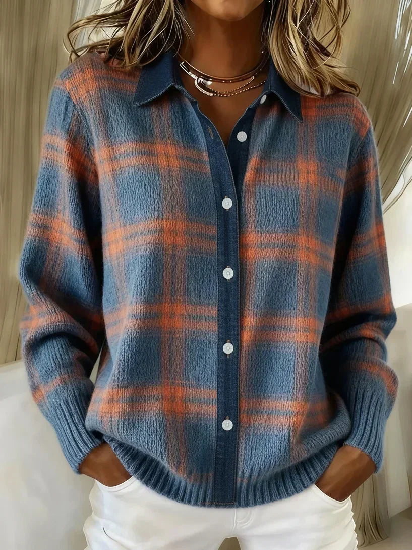 Retro Geruite Dames Trui – Herfst en Winter