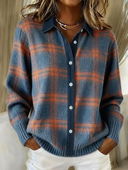 Retro Geruite Dames Trui – Herfst en Winter