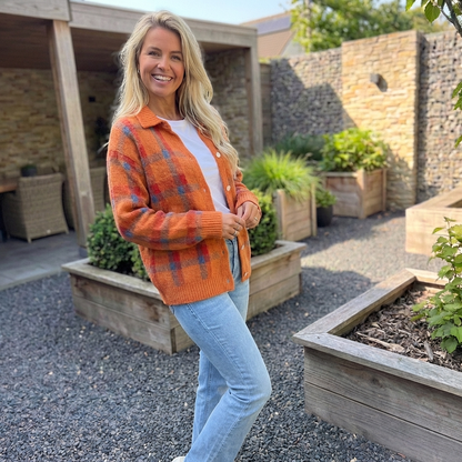 Retro Geruite Dames Trui – Herfst en Winter