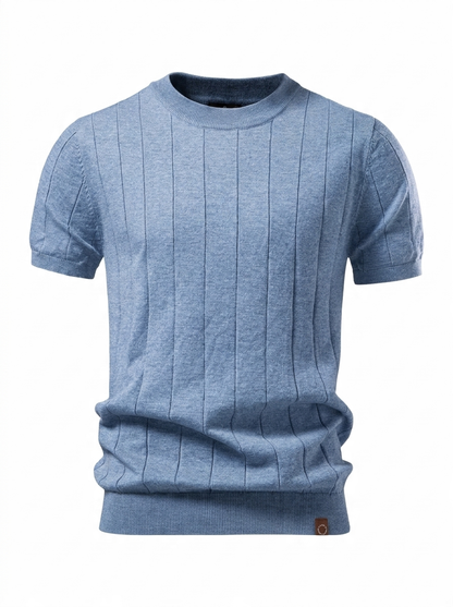Geribd Heren T-shirt – Blauw, Beige, Zwart of Espresso