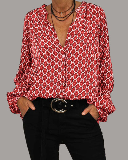 Relaxed Dames Midi-shirt met V-hals