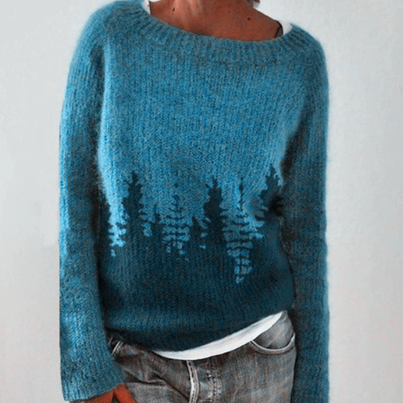 Retro Wintertrui Dames – Blauw