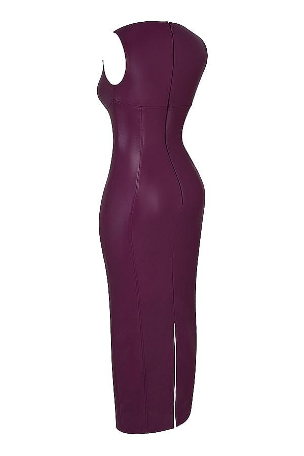Maxi Jurk in Leerlook – Bruin, Zwart of Paars
